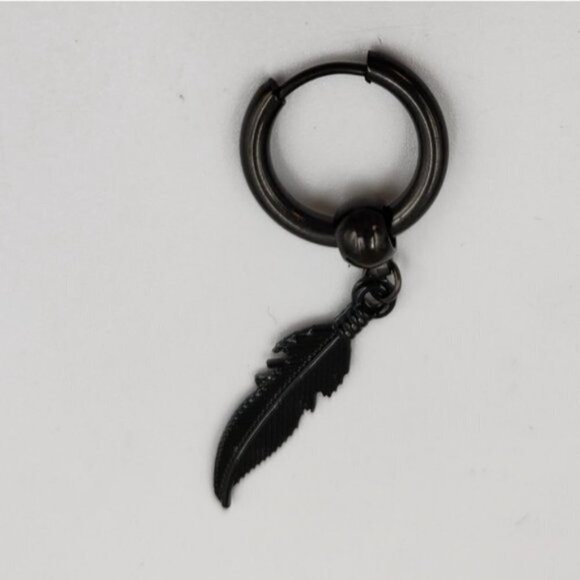 Punk Feather Stainless Steel Black Plating Drop Earring Raven Festival G… - Picture 2 of 8